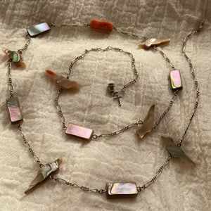 Dainty Handmade Abalone Shell Bird Necklace w/ Cross